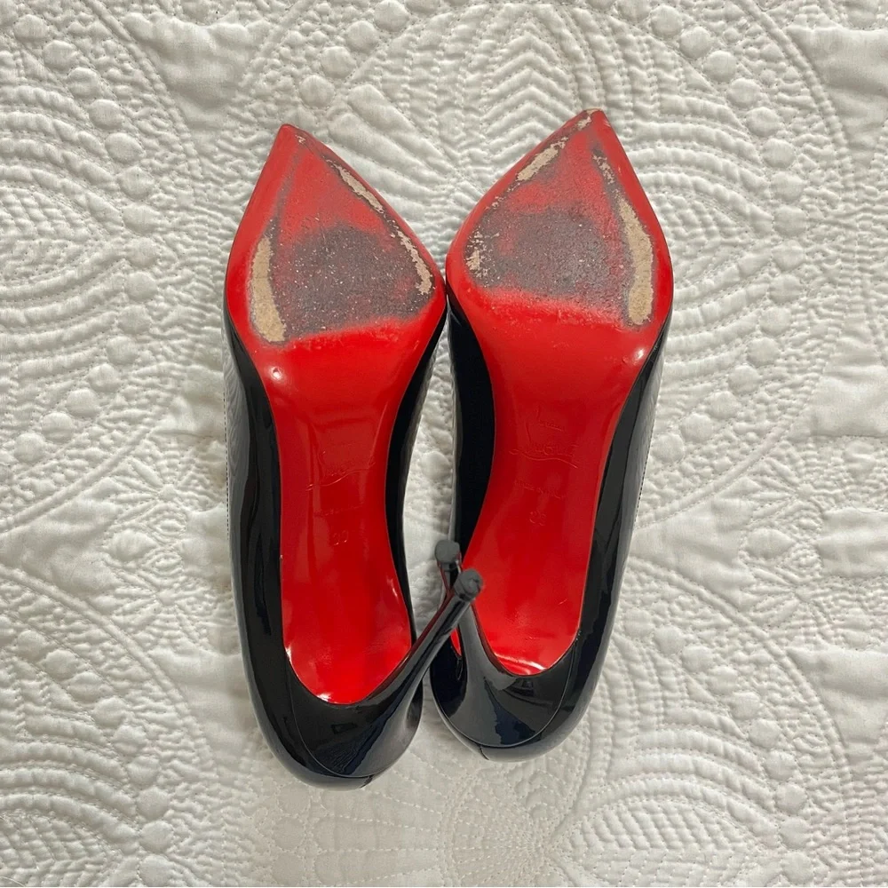 CHRISTIAN LOUBOUTIN Pigalle Follies 100 Pump Heel Black Patent Leather Size 39 - Picture 10 of 13